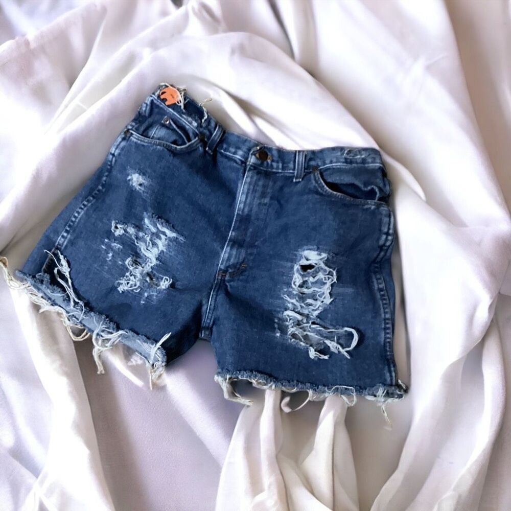 Vintage Distressed Jean Shorts 34”
